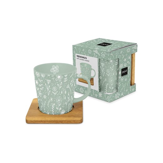 ppd Kubek jumbo &quot;Pure Flower Eucalyptus&quot; w kolorze zielono-jasnorbrązowym - 350 ml ze sklepu Limango Polska w kategorii Naczynia - zdjęcie 187723953