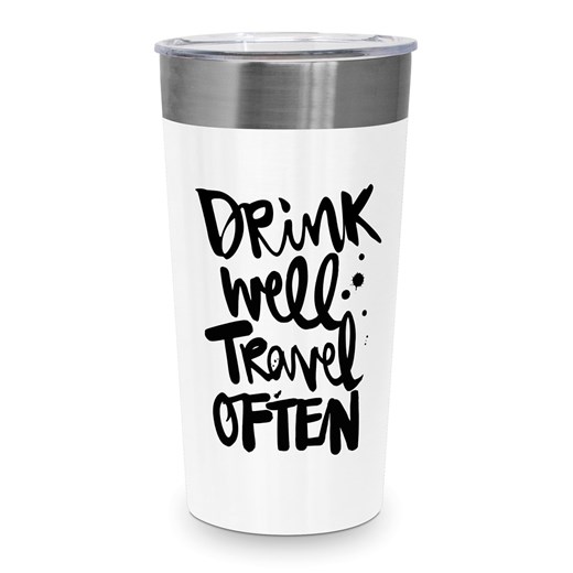 ppd Kubek termiczny &quot;Drink Well&quot; w kolorze czarno-białym - 400 ml ze sklepu Limango Polska w kategorii Kubki termiczne - zdjęcie 187723961