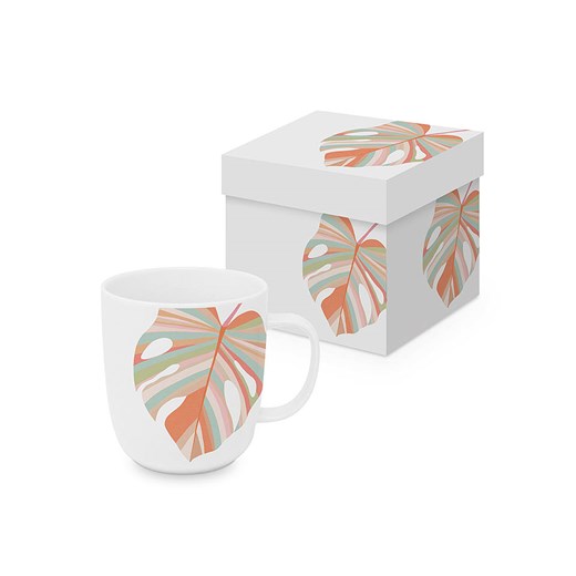 ppd Kubek jumbo &quot;Pastel Leave&quot; w kolorze białym ze wzorem - 400 ml ze sklepu Limango Polska w kategorii Naczynia - zdjęcie 187723981