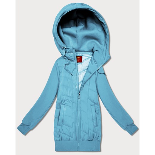 Damska bluza z kapturem z łączonych materiałów Goodlookin błękitna (AMG-175) ze sklepu goodlookin.pl w kategorii Bluzy damskie - zdjęcie 187742871