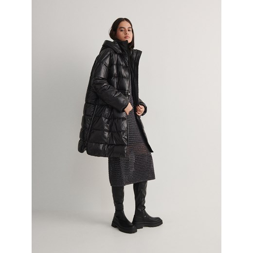 Reserved - Pikowany płaszcz - czarny Reserved S okazja Reserved