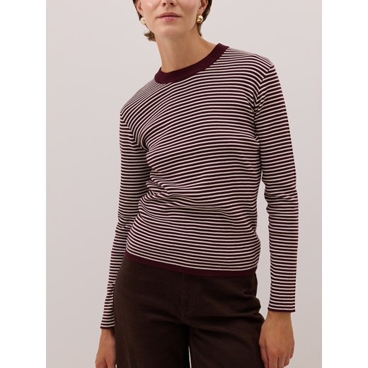 Reserved - Bawełniany longsleeve w paski - ciemnobrązowy Reserved S Reserved