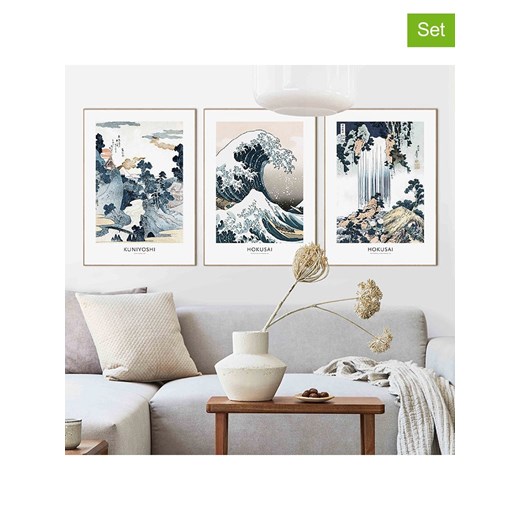Orangewallz Druki artystyczne (3 szt.) &quot;Hokusai Triptych&quot; w ramce ze sklepu Limango Polska w kategorii Obrazy - zdjęcie 187743072