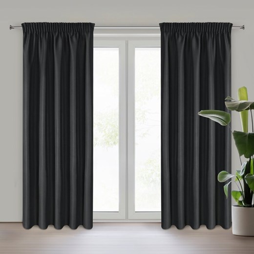 ZASŁONA GOTOWA RITA NA TAŚMIE 140 X 270 CM CZARNY ze sklepu lenaodniemowlakadoszkolniaka.pl w kategorii Zasłony - zdjęcie 187745781