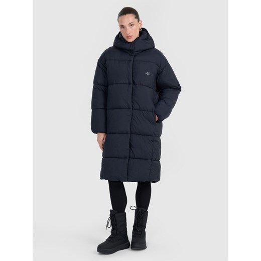 Damski płaszcz puchowy syntetyczny 4F 4FWAW25TDJAF588 - czarny ze sklepu Sportstylestory.com w kategorii Kurtki damskie - zdjęcie 187746594