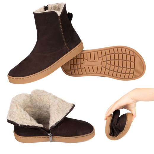 Botki damskie barefoot Olivier Marisol, skóra naturalna, wełna merino ze sklepu butyolivier w kategorii Śniegowce damskie - zdjęcie 187746763