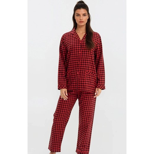 Bawełniana piżama damska w kratkę X-MAS, Kolor czerwono-czarny, Rozmiar S/M, PURE SIN ze sklepu Primodo w kategorii Piżamy damskie - zdjęcie 187748224