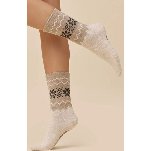 Wełniane skarpetki damskie beżowe-latte SW070, Kolor beżowy-latte, Rozmiar 39-42, Gabriella ze sklepu Primodo w kategorii Skarpetki damskie - zdjęcie 187748251