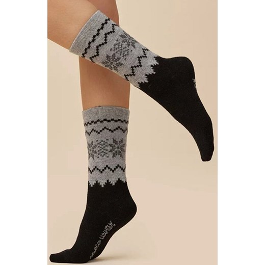 Wełniane skarpetki damskie czarno-szare SW070, Kolor czarno-szary, Rozmiar 35-38, Gabriella ze sklepu Primodo w kategorii Skarpetki damskie - zdjęcie 187748252