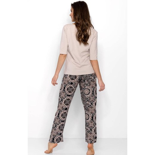 Piżama damska długa La Boheme, Kolor beżowo-czarny, Rozmiar S, Momenti per me ze sklepu Primodo w kategorii Piżamy damskie - zdjęcie 187748283