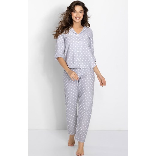 Bawełniana piżama damska rozpinana Looking Good, Kolor szaro-biały, Rozmiar S, Momenti per me ze sklepu Primodo w kategorii Piżamy damskie - zdjęcie 187748330