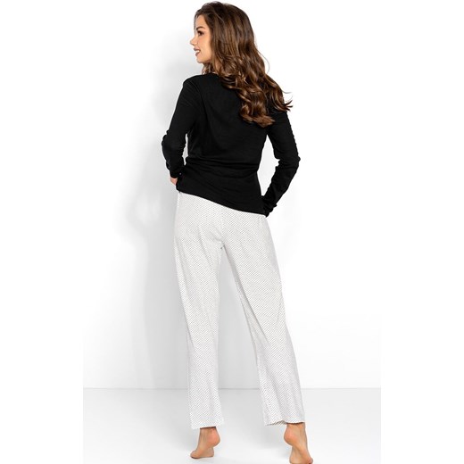 Długa piżama damska wiskozowa Naomi, Kolor czarny-ecru, Rozmiar S, Momenti per me ze sklepu Primodo w kategorii Piżamy damskie - zdjęcie 187748362