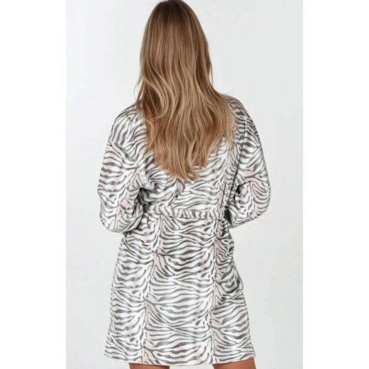 Ciepły szlafrok damski Diana, Kolor szary-wzór, Rozmiar M, Momenti per me ze sklepu Primodo w kategorii Szlafroki damskie - zdjęcie 187748411