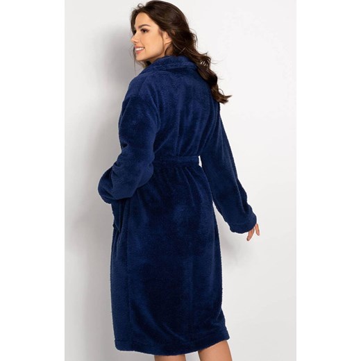 Elegancki szlafrok damski ciepły Josephine Long, Kolor granatowy, Rozmiar 3XL, Momenti per me ze sklepu Primodo w kategorii Szlafroki damskie - zdjęcie 187748433