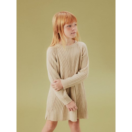 name it Sukienka dzianinowa &quot;Rikine&quot; w kolorze beżowym ze sklepu Limango Polska w kategorii Sukienki dziewczęce - zdjęcie 187748782