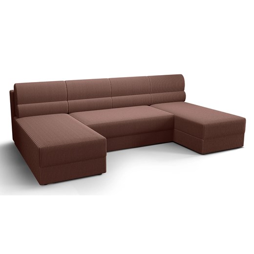 Różowy narożnik sztruksowy z funkcją spania - Torvesso ze sklepu Edinos.pl w kategorii Narożniki - zdjęcie 187749441