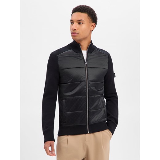 JOOP! Męski kardigan - Hannoro Mężczyźni Bawełna czarny wzorzysty ze sklepu vangraaf w kategorii Swetry męskie - zdjęcie 187750082