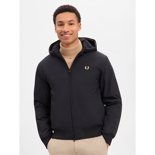 Fred Perry Bluza męska - Brentham Mężczyźni Sztuczne włókno czarny jednolity ze sklepu vangraaf w kategorii Bluzy męskie - zdjęcie 187750090