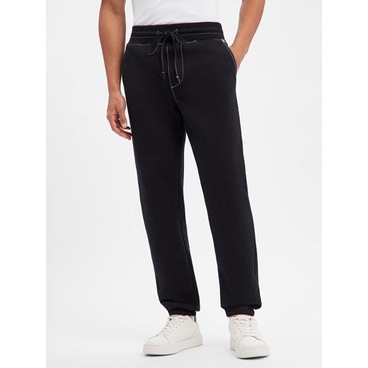 True Religion Męskie spodnie dresowe Mężczyźni Bawełna czarny jednolity ze sklepu vangraaf w kategorii Spodnie męskie - zdjęcie 187750104