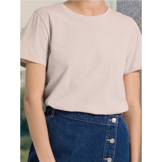 Sinsay - Bawełniana koszulka basic - beżowy Sinsay XXL Sinsay