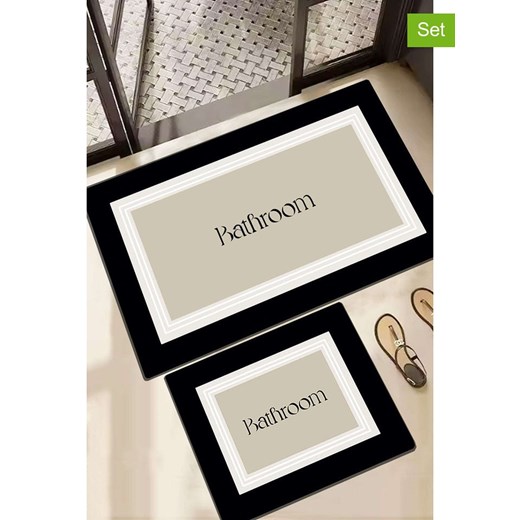 Mijolnir Dywaniki łazienkowe (2 szt.) w kolorze beżowo-biało-czarnym ze sklepu Limango Polska w kategorii Akcesoria łazienkowe - zdjęcie 187752314