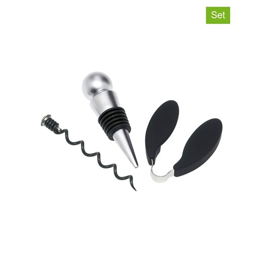 BarCraft 3-częściowy zestaw w kolorze srebrno-czarnym ze sklepu Limango Polska w kategorii Naczynia - zdjęcie 187758652