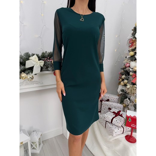 Ciemnozielona Elegancka Sukienka ze sklepu ModnaKiecka.pl w kategorii Sukienki - zdjęcie 187759091