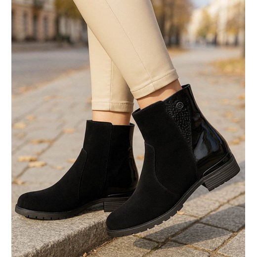 Klasyczne czarne botki damskie zimowe /G5-2 18575 W435/ ze sklepu Pantofelek24.pl w kategorii Botki - zdjęcie 187760484