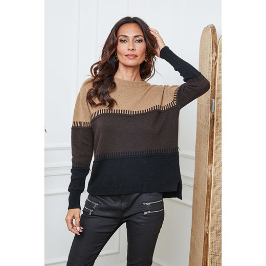 So Cachemire Sweter &quot;Lurcia&quot; w kolorze brązowo-czarno-jasnobrązowym ze sklepu Limango Polska w kategorii Swetry damskie - zdjęcie 187760564