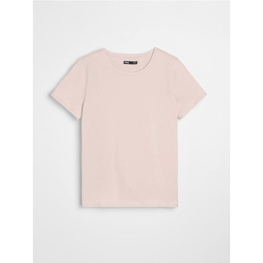 Sinsay - Bawełniana koszulka basic - beżowy Sinsay S Sinsay