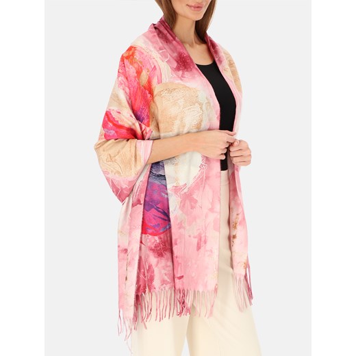 Kolorowy szal z kaszmiru i wełny z kwiatem Potis & Verso ze sklepu Eye For Fashion w kategorii Szaliki i chusty damskie - zdjęcie 187760980