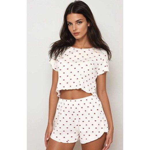 Bawełniana piżama damska w serduszka VALENTINE, Kolor czerwono-biały, Rozmiar S/M, PURE SIN ze sklepu Primodo w kategorii Piżamy damskie - zdjęcie 187761524