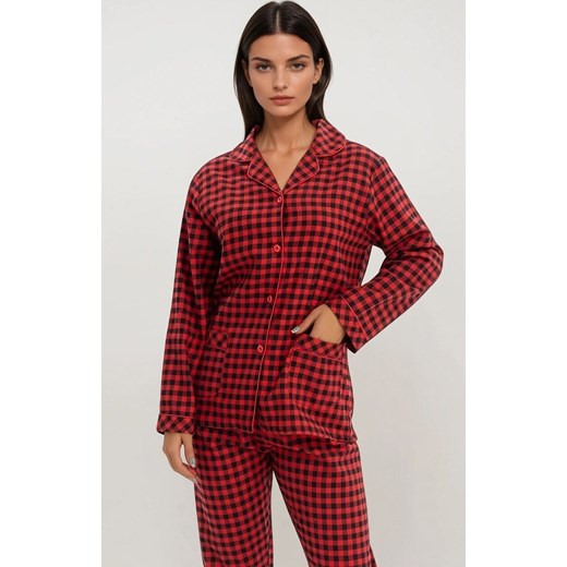 Bawełniana piżama damska w kratkę X-MAS, Kolor czerwono-czarny, Rozmiar S/M, PURE SIN ze sklepu Intymna w kategorii Piżamy damskie - zdjęcie 187761861