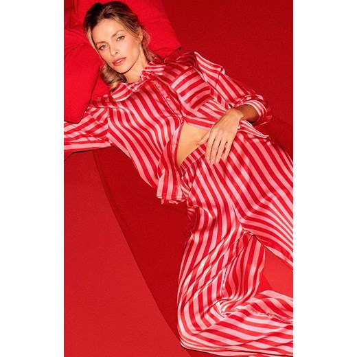 Esotiq satynowa piżama damska Cress 44102-30X, Kolor różowy-wzór, Rozmiar L, Esotiq ze sklepu Intymna w kategorii Piżamy damskie - zdjęcie 187761904