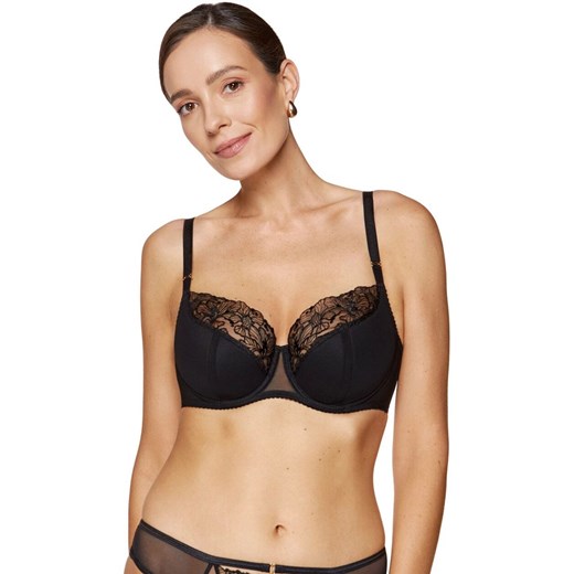 Gorteks biustonosz półusztywniany semi-soft Fleur B3, Kolor czarny, Rozmiar 75F, Gorteks ze sklepu Intymna w kategorii Biustonosze - zdjęcie 187761981