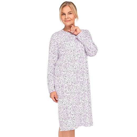 Bawełniana koszula nocna damska w kwiaty Basia III 264 24, Kolor biało-fioletowy, Rozmiar M, MARTEL ze sklepu Intymna w kategorii Koszule nocne - zdjęcie 187762060