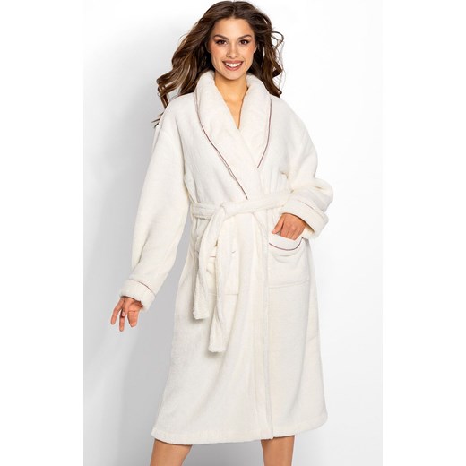 Szlafrok damski ciepły Dolce Vita Long, Kolor ecru, Rozmiar 3XL, Momenti per me ze sklepu Intymna w kategorii Szlafroki damskie - zdjęcie 187762131
