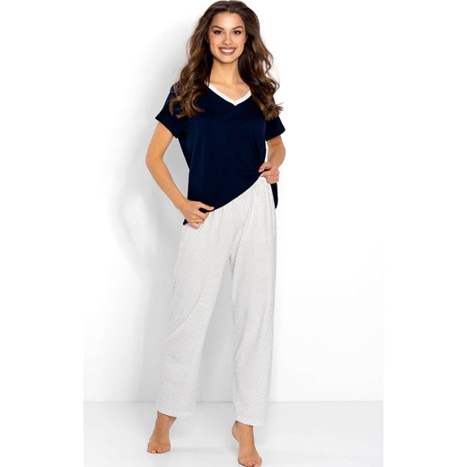 Piżama damska wiskoza Cindy, Kolor granatowo-ecru, Rozmiar S, Momenti per me ze sklepu Intymna w kategorii Piżamy damskie - zdjęcie 187762153