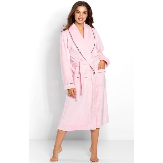 Długi szlafrok damski Eloise, Kolor różowy, Rozmiar L, Momenti per me ze sklepu Intymna w kategorii Szlafroki damskie - zdjęcie 187762273