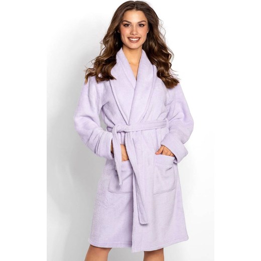 Szlafrok damski ciepły Violetta, Kolor liliowy, Rozmiar S, Momenti per me ze sklepu Intymna w kategorii Szlafroki damskie - zdjęcie 187762331
