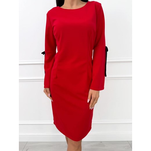 Czerwona Prosta Sukienka z Rozszerzanym Rękawem ze sklepu ModnaKiecka.pl w kategorii Sukienki - zdjęcie 187765992