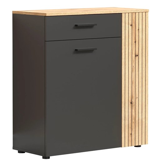 Komoda dwudrzwiowa z szufladą grafit + dąb evok K3-F25 ze sklepu Edinos.pl w kategorii Komody - zdjęcie 187766684