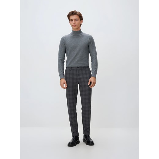 Reserved - Spodnie slim fit w kratę - ciemnoszary ze sklepu Reserved w kategorii Spodnie męskie - zdjęcie 187767082