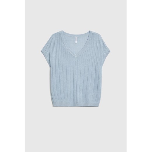 Sweter z krótkimi rękawami błękitny ze sklepu Moodo.pl w kategorii Swetry damskie - zdjęcie 187767101