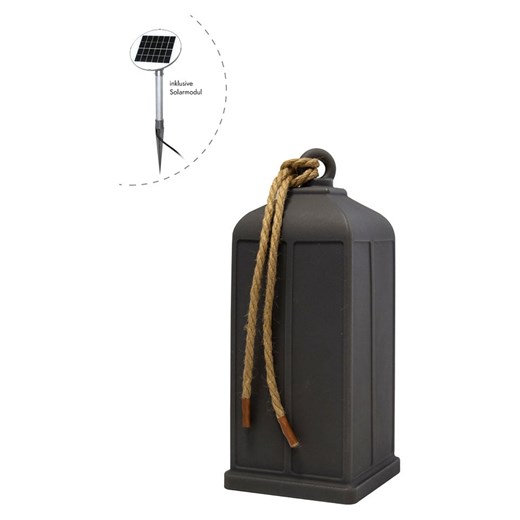 8 seasons Dekoracyjna lampa solarna LED &quot;Lantern&quot; w kolorze antracytowym - 19 x 45 cm ze sklepu Limango Polska w kategorii Oświetlenie - zdjęcie 187772113