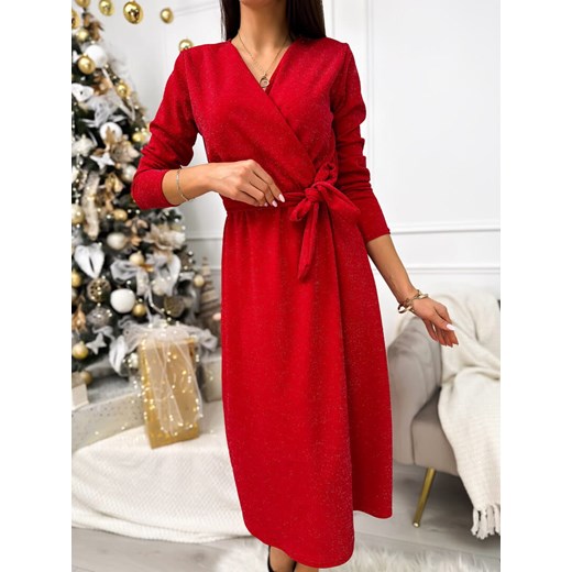 Czerwona Połyskująca Sukienka ze sklepu ModnaKiecka.pl w kategorii Sukienki - zdjęcie 187773001
