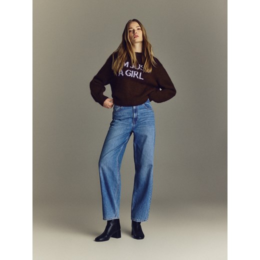 Reserved - Jeansy barrel leg - niebieski ze sklepu Reserved w kategorii Jeansy damskie - zdjęcie 187773252