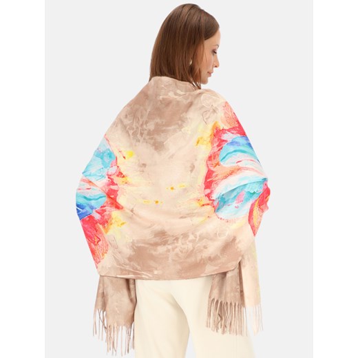 Kolorowy szal z kaszmiru i wełny z kwiatem Potis & Verso ze sklepu Eye For Fashion w kategorii Szaliki i chusty damskie - zdjęcie 187773973