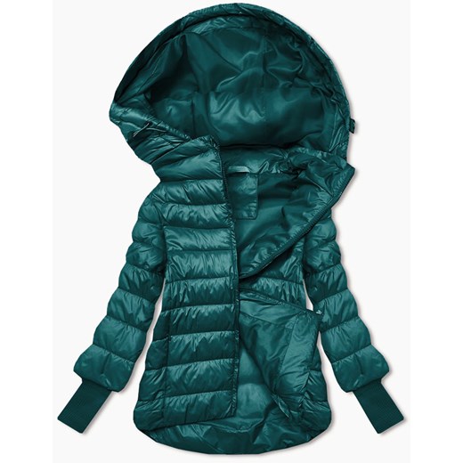 Krótka kurtka damska z dzianinowymi ściągaczami morska (P22/P3-6636-56) ze sklepu goodlookin.pl w kategorii Kurtki damskie - zdjęcie 187774271