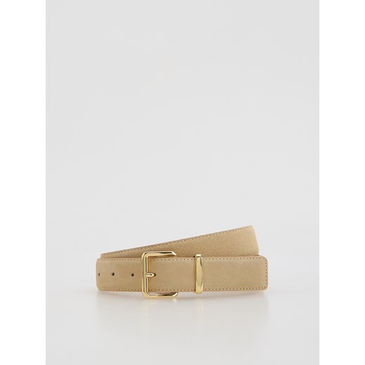 Reserved - Skórzany pasek - beżowy ze sklepu Reserved w kategorii Paski damskie - zdjęcie 187774360